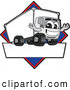 Vector Illustration of a Happy Delivery Truck Mascot Character Sign or Logo with a Blue Diamond by Toons4Biz