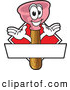 Vector Illustration of a Happy Plunger Mascot Character Logo or Sign Design with Copyspace and a Red Diamond by Mascot Junction