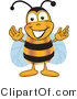 Vector Illustration of a Honey Bee Mascot Greeting with Open Arms by Mascot Junction
