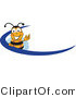 Vector Illustration of a Honey Bee Mascot Logo with a Blue Dash by Mascot Junction