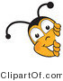 Vector Illustration of a Honey Bee Mascot Peeking His Head Around a Corner by Mascot Junction