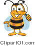 Vector Illustration of a Honey Bee Mascot Peeking Through a Magnifying Glass by Mascot Junction