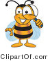 Vector Illustration of a Honey Bee Mascot Peeking Through a Magnifying Glass by Toons4Biz