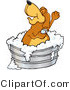 Vector Illustration of a Hound Dog Mascot Bathing in a Metal Tub by Mascot Junction