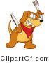 Vector Illustration of a Hound Dog Mascot Holding a Knife and Fork, Extremely Hungry by Mascot Junction