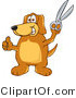 Vector Illustration of a Hound Dog Mascot Holding a Pair of Scissors by Mascot Junction