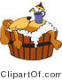 Vector Illustration of a Hound Dog Mascot with a Drink on His Belly, Taking a Bath by Mascot Junction