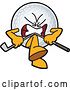 Vector Illustration of a Mad Cartoon Golf Ball Sports Mascot Breaking a Club over His Knee by Mascot Junction
