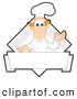 Vector Illustration of a Presenting Red Haired Chef Logo or Sign by Mascot Junction