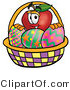 Vector Illustration of a Red Apple Mascot in an Easter Basket Full of Decorated Easter Eggs by Toons4Biz