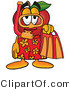 Vector Illustration of a Red Apple Mascot in Orange and Yellow Snorkel Gear by Mascot Junction