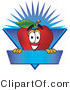 Vector Illustration of a Red Apple Mascot Label with a Burst by Mascot Junction