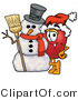 Vector Illustration of a Red Apple Mascot Leaning on a Snowman on Christmas by Toons4Biz