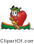 Vector Illustration of a Red Apple Mascot Rowing a Boat by Toons4Biz