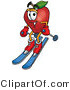 Vector Illustration of a Red Apple Mascot Skiing Downhill by Toons4Biz