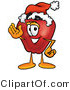 Vector Illustration of a Red Apple Mascot Wearing a Santa Hat and Waving by Mascot Junction