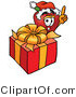 Vector Illustration of a Red Apple Mascot with a Christmas Present by Mascot Junction