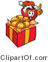 Vector Illustration of a Red Apple Mascot with a Christmas Present by Toons4Biz