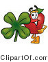 Vector Illustration of a Red Apple Mascot with a Green Four Leaf Clover on St Paddy's or St Patricks Day by Mascot Junction