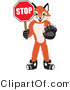 Vector Illustration of a Red Fox Mascot Holding a Stop Sign by Mascot Junction