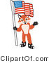 Vector Illustration of a Red Fox Mascot Holding an American Flag by Mascot Junction