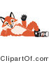 Vector Illustration of a Red Fox Mascot Lying on His Back and Waving by Mascot Junction