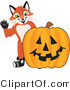 Vector Illustration of a Red Fox Mascot with a Halloween Pumpkin by Mascot Junction