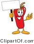 Vector Illustration of a Red Hot Chili Pepper Mascot Holding a Blank White Sign by Mascot Junction