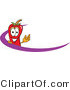 Vector Illustration of a Red Hot Chili Pepper Mascot Logo with a Purple Dash by Mascot Junction