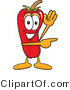 Vector Illustration of a Red Hot Chili Pepper Mascot Waving and Pointing by Mascot Junction