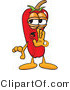 Vector Illustration of a Red Hot Chili Pepper Mascot Whispering and Gossiping by Mascot Junction