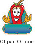 Vector Illustration of a Red Hot Chili Pepper Mascot with a Blank Label by Mascot Junction