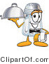 Vector Illustration of a Salt Shaker Mascot Dressed As a Waiter and Holding a Serving Platter by Toons4Biz