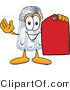 Vector Illustration of a Salt Shaker Mascot Holding a Red Sales Price Tag by Mascot Junction