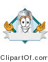 Vector Illustration of a Salt Shaker Mascot on a Blank Blue Label with a Banner and Diamond by Toons4Biz