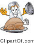 Vector Illustration of a Salt Shaker Mascot Serving a Thanksgiving Turkey on a Platter by Mascot Junction