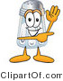 Vector Illustration of a Salt Shaker Mascot Waving and Pointing by Mascot Junction