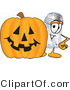 Vector Illustration of a Salt Shaker Mascot with a Carved Halloween Pumpkin by Mascot Junction