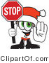 Vector Illustration of a Santa Mascot Holding a Stop Sign by Mascot Junction