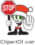Vector Illustration of a Santa Mascot Holding a Stop Sign by Toons4Biz