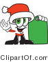 Vector Illustration of a Santa Mascot Holding a Yellow Sales Price Tag by Mascot Junction