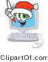 Vector Illustration of a Santa Mascot Waving from Inside a Computer Screen by Mascot Junction