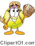 Vector Illustration of a Softball Girl Mascot Catching a Ball in a Mitt by Mascot Junction