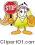 Vector Illustration of a Softball Girl Mascot Holding a Stop Sign by Mascot Junction