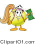 Vector Illustration of a Softball Girl Mascot Holding Money by Toons4Biz