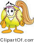Vector Illustration of a Softball Girl Mascot Pointing Outwards by Mascot Junction