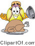 Vector Illustration of a Softball Girl Mascot Serving a Thanksgiving Turkey by Mascot Junction
