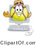 Vector Illustration of a Softball Girl Mascot Waving from a Computer Screen by Mascot Junction