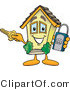 Vector Illustration of a Unlocked Cartoon Home Mascot Holding a Lock and Key by Toons4Biz