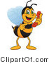 Vector Illustration of a Worker Bee Mascot Holding a Phone by Mascot Junction